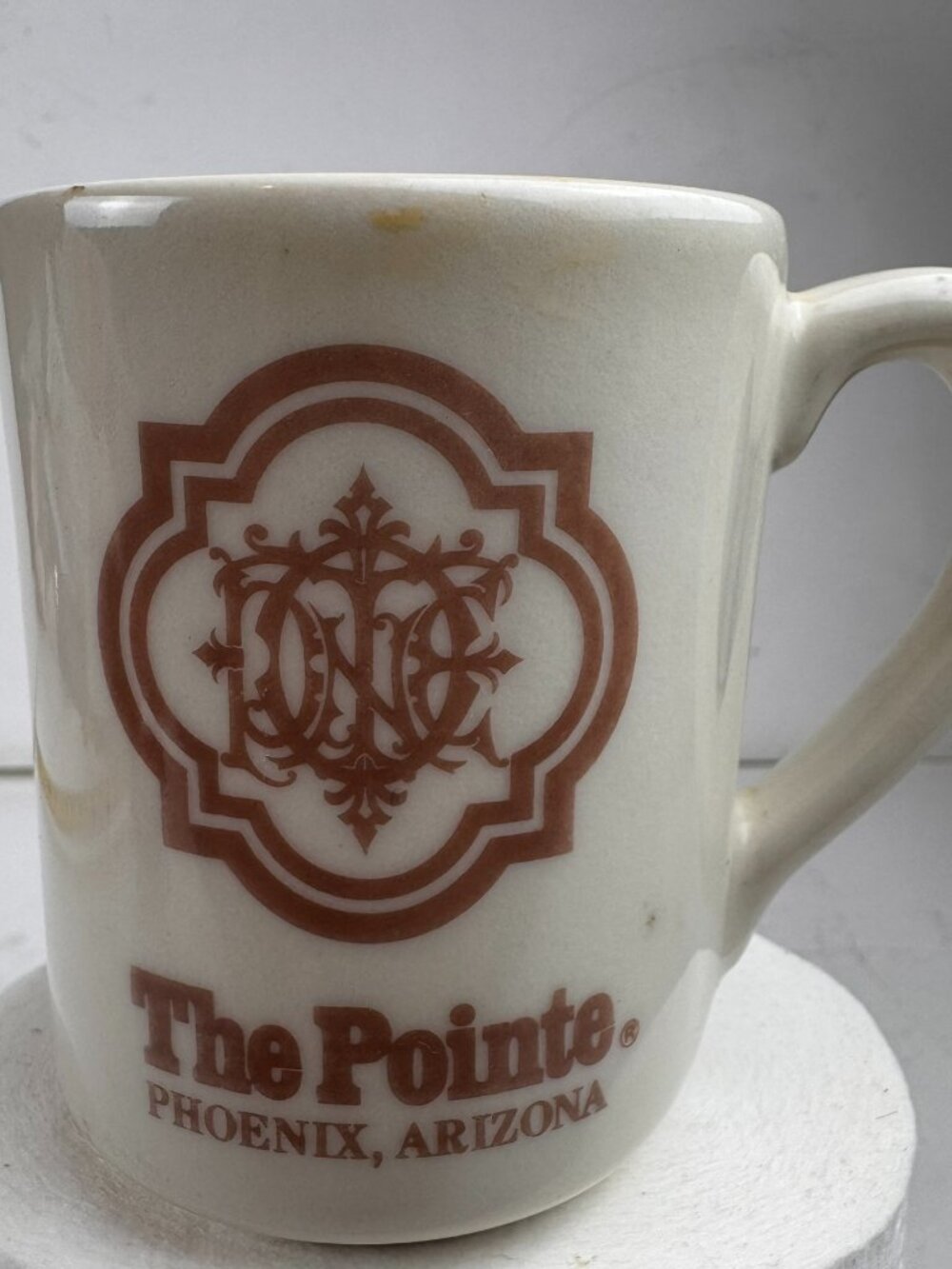 vintage the pointe phoenix arizona ceramic coffee mug resort souvenir stained